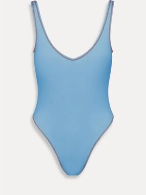 Black - cheeky Frankie's Bikinis Navy Scoop One-Piece with Red Accent